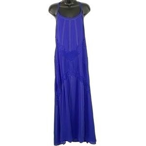 Adelyn Rae Strappy Sleeveless Lace Maxi Dress Electric Blue Medium